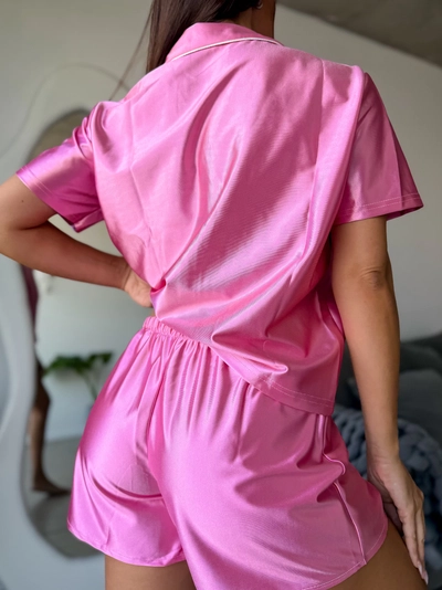 CAMISERO CORTO SATEN ROSA LISO