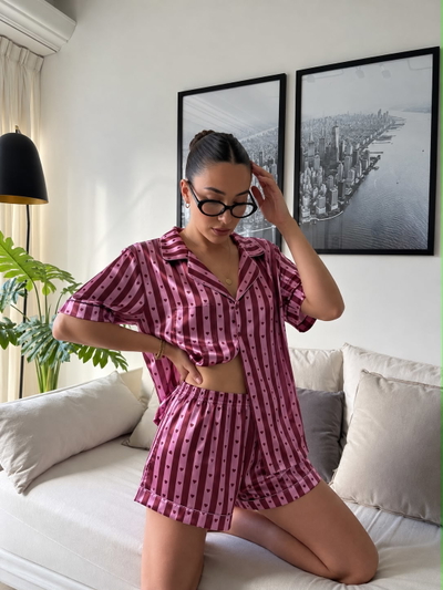 CAMISERO CORTO SATEN ESTAMPADO ELAINA