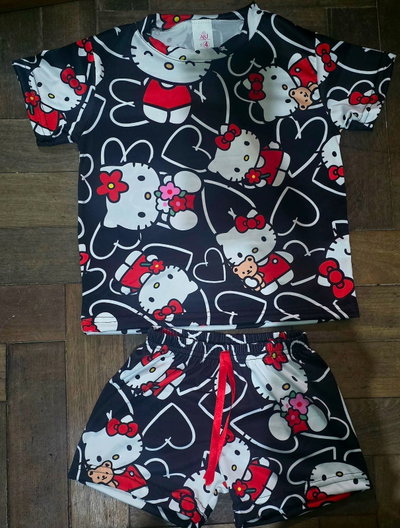 CORTO FULL PRINT KIDS - KITTY NEGRO -