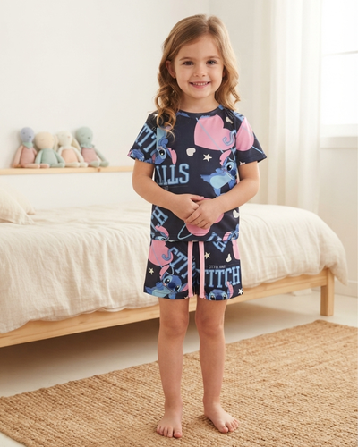 CORTO FULL PRINT KIDS - STITCH NEGRO -