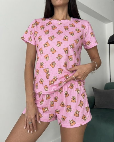 PIJAMA CORTO ROSA OSITOS