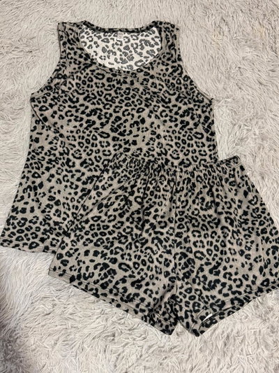 PIJAMA CORTO MUSCULOSA ANIMAL PRINT GRIS