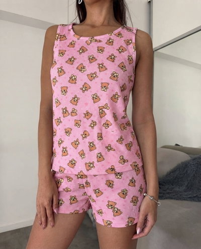 PIJAMA CORTO MUSCULOSA ROSA TEDDY
