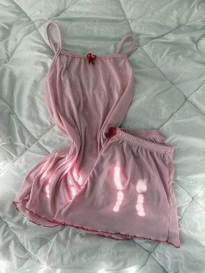PIJAMA CORTO MORLEY LISO ROULETTE ROSA