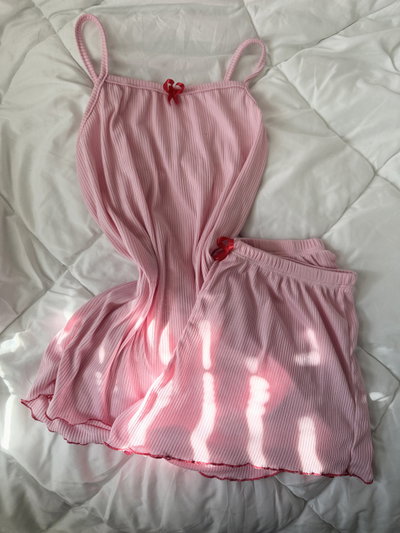 PIJAMA CORTO MORLEY LISO ROULETTE ROSA