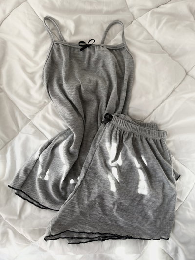 PIJAMA CORTO MORLEY LISO ROULETTE GRIS