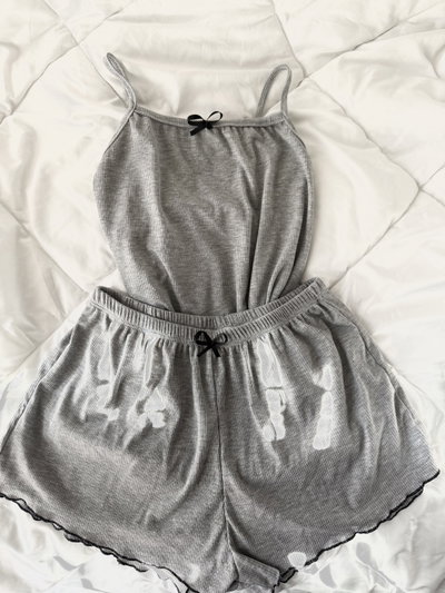 PIJAMA CORTO MORLEY LISO ROULETTE GRIS