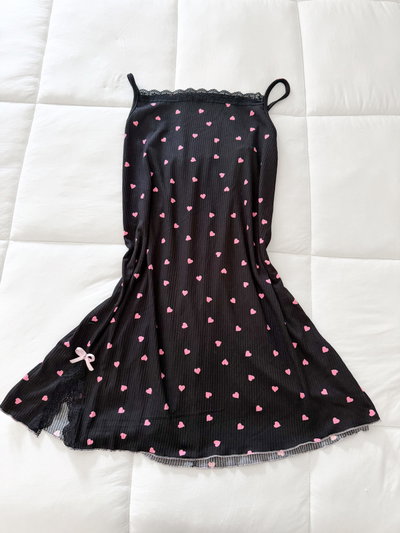CAMISOLIN MORLEY ESTAMPADO NEGRO CORAZONES 