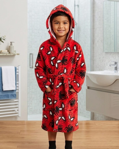 BATA TOALLA SECADO RAPIDO KIDS -  SPIDERMAN ROJO -
