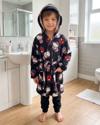 BATA TOALLA SECADO RAPIDO KIDS -  KITTY NEGRO -