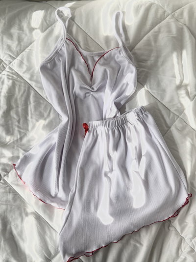 PIJAMA JACKARD - BLANCO -