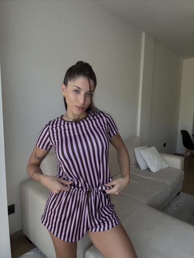 PIJAMA CORTO MODAL ESTAMPADO - RAYADO -