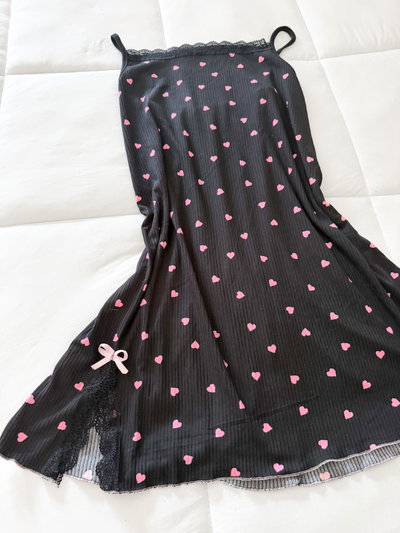 CAMISOLIN MORLEY ESTAMPADO NEGRO CORAZONES 
