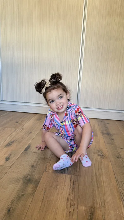 CAMISERO CORTO KIDS - CHICAS SUPERPODEROSAS RAYADO -