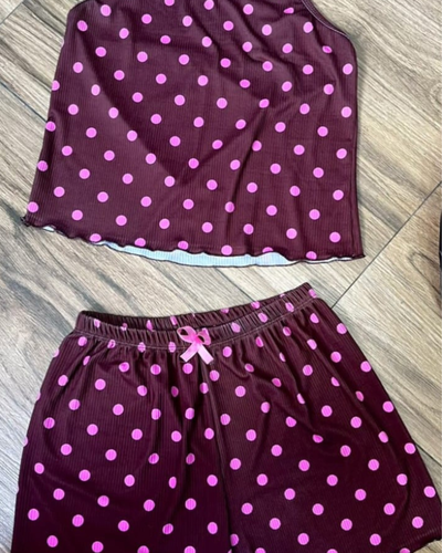 PIJAMA CORTO FULL PRINT - LUNARES BORRAVINO- 