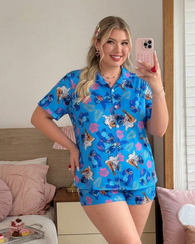 CAMISERO CORTO CURVY - STITCH -