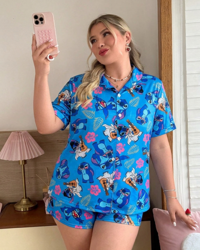 CAMISERO CORTO CURVY - STITCH -