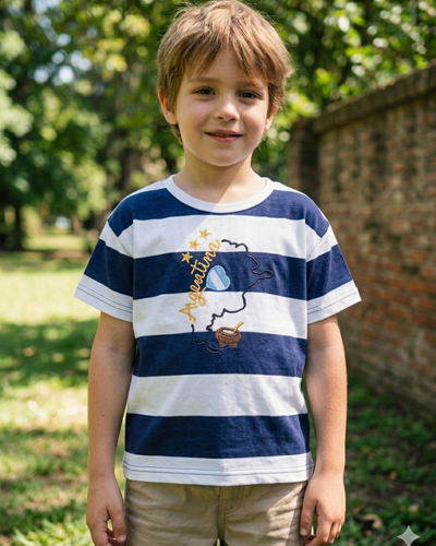 REMERA ARG AZUL KIDS MAPA