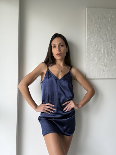 CAMISOLIN SATEN AZUL