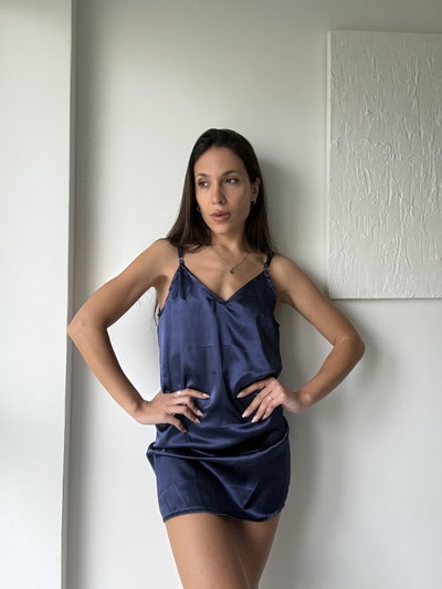 CAMISOLIN SATEN AZUL