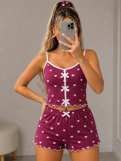 PIJAMA CORTO IMPORTADO DASHA - BORDO -