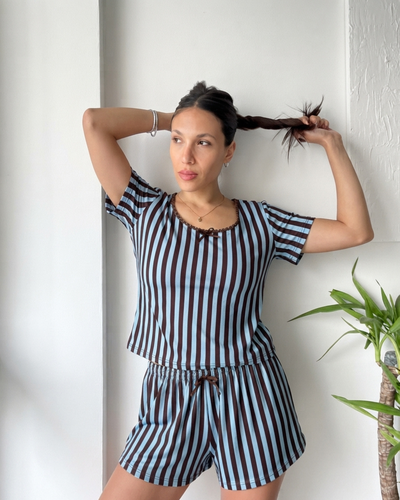 PIJAMA CORTO MODAL ESTAMPADO - RAYADO -