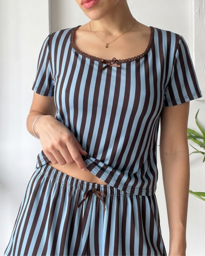 PIJAMA CORTO MODAL ESTAMPADO - RAYADO -