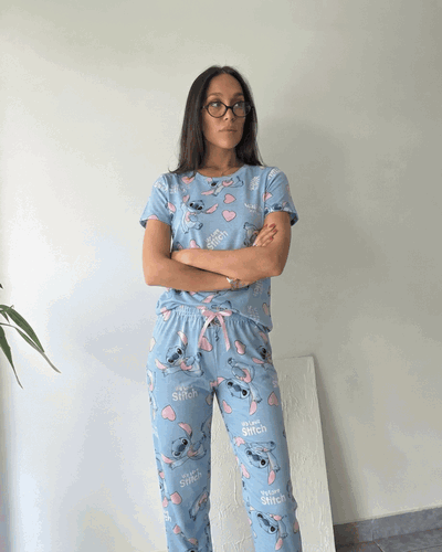 PIJAMA FULL PRINT MODAL SOFT - STITCH CELESTE -