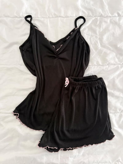 PIJAMA MORLEY LISO - NEGRO - 