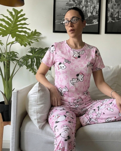 PIJAMA FULL PRINT MODAL SOFT - SNOOPY ROSA  -