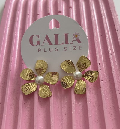 AROS FLOR DORADA PERLA