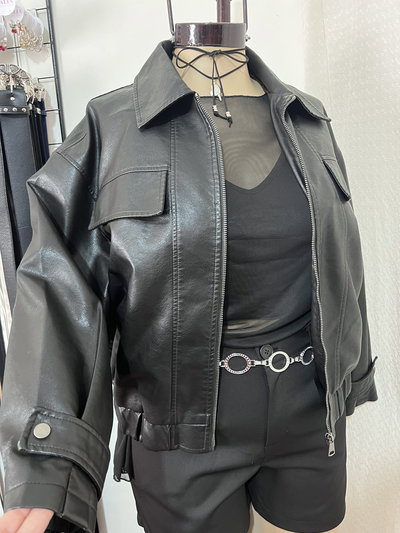 BOMBER ECOCUERO BOLSILLOS