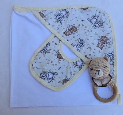 Manta recibidora unisex premium + babero