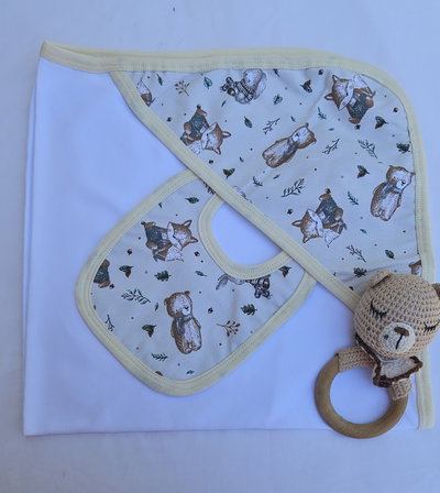 Manta recibidora unisex premium + babero