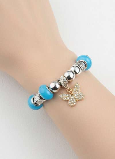Pulsera Plateada Strass Alitas