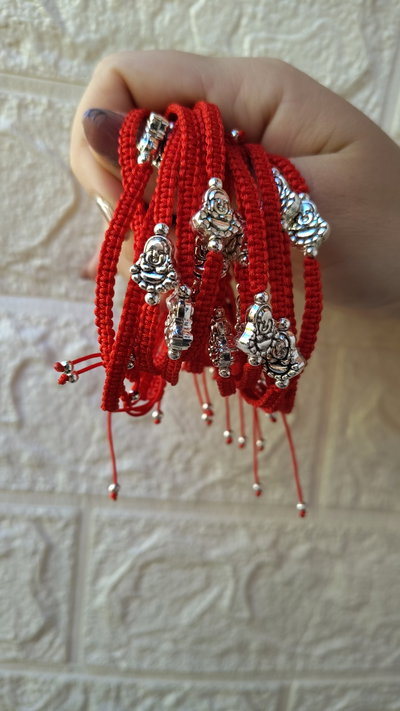 Pulseras Tejida Buda Rojo