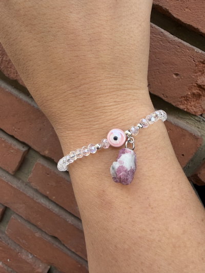 PULSERA ELÁSTICA - OJO TURCO ROSA 