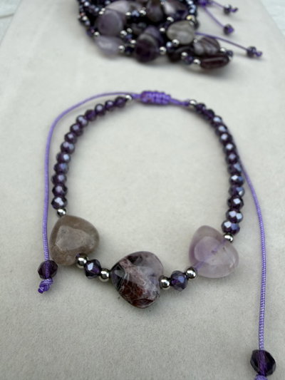 PULSERA CORAZÓN - AMATISTA