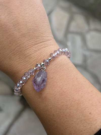 PULSERA ELÁSTICA - AMATISTA BRUTO
