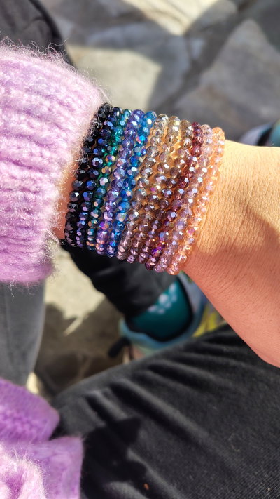 Pulsera Cristal Elastizadas C/ Bolita de Acero quirúrgico.