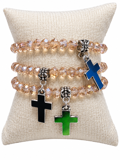 PULSERA ELÁSTICA - CRUZ BEIGE 