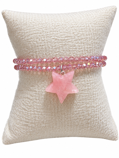 PULSERA DOBLE - ESTRELLA CUARZO ROSA 
