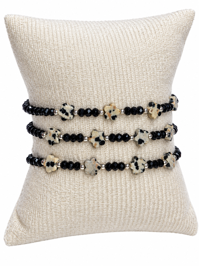PULSERA MINI FLOR JASPE DÁLMATA 