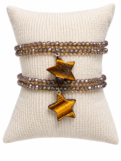 PULSERA DOBLE - ESTRELLA OJO DE TIGRE 
