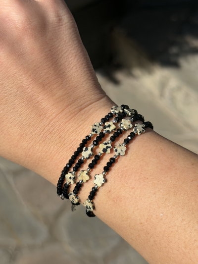 PULSERA MINI FLOR JASPE DÁLMATA 