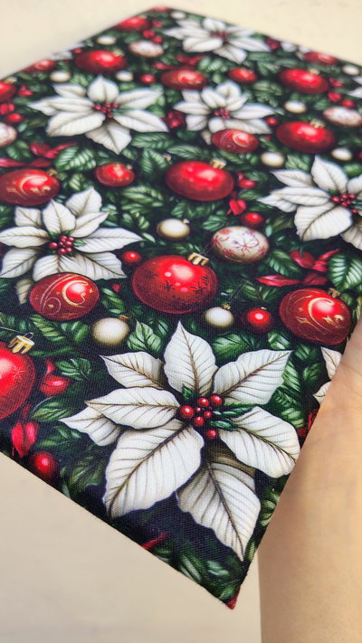 Mantel waterproof con diseño de navidad - verde con flores de muérdago 