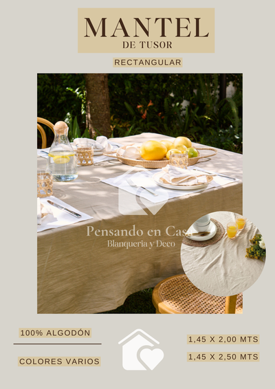 Mantel de tusor rectangular 