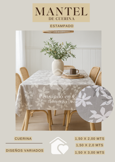 Mantel de cuerina estampado