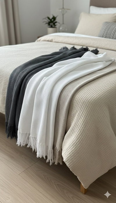 Manta rústica - nido de abejas 