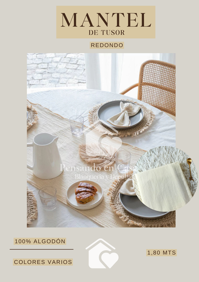 Mantel de tusor redondo